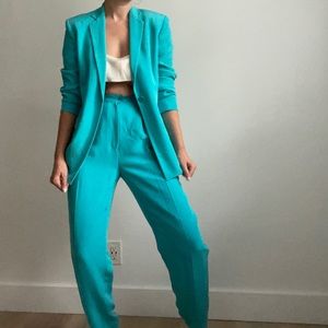 Vintage silk blazer pant suit.